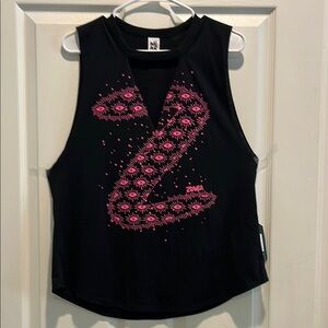 Zumba Fitness Black and Pink Graphic Crop Muscle Tee